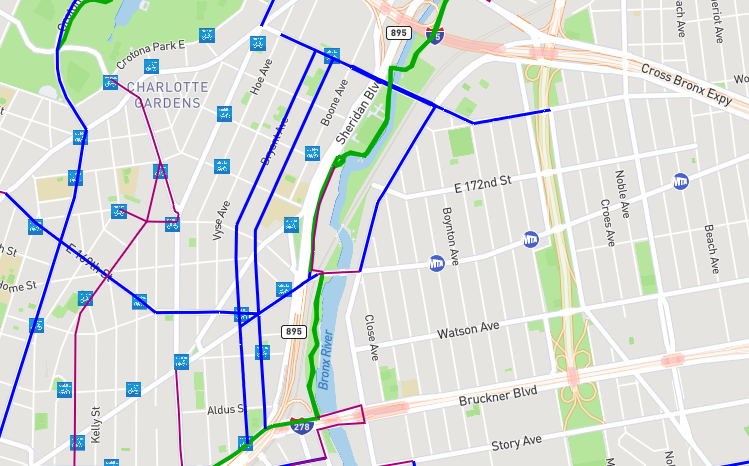 Map of the bike path through Starlight Park. 