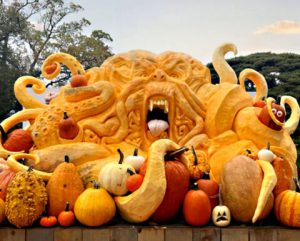 Adam Bierton's pumpkin carving at the New York Botanical Garden.